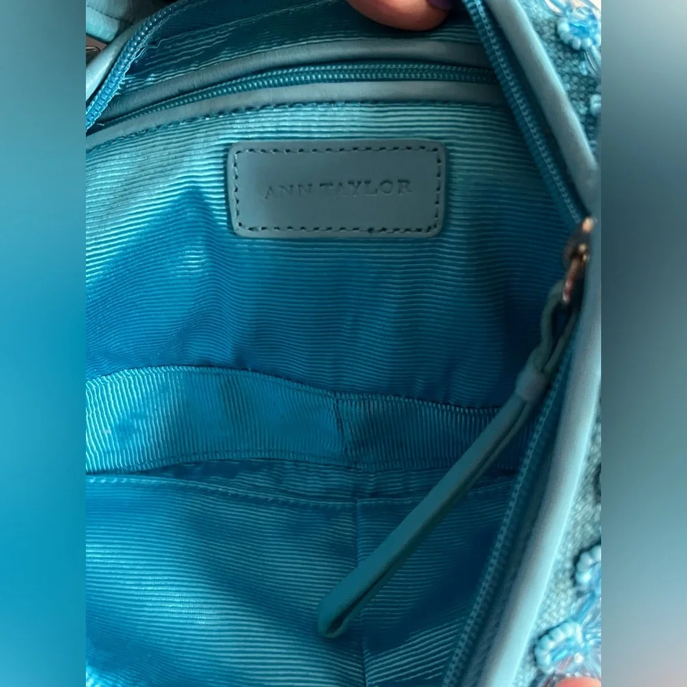 Ann Taylor Blue Beaded Purse - Picture 2 of 2